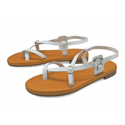 Women Sandals LS-15 White Corrected Grain Leather